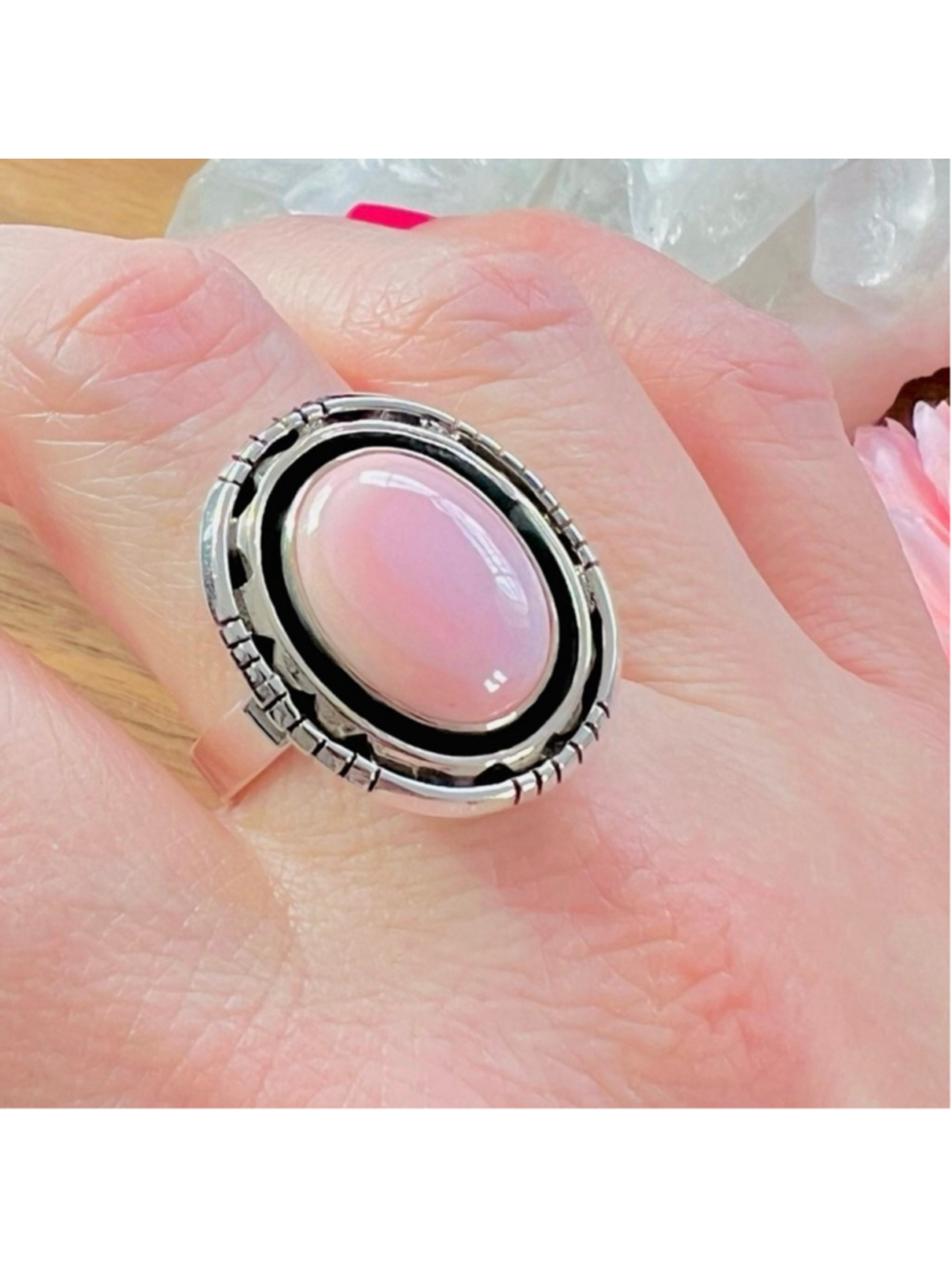 Sterling Silver 925 Pink Conch Ring Size 9 3/4 Southwest Vintage Style New
